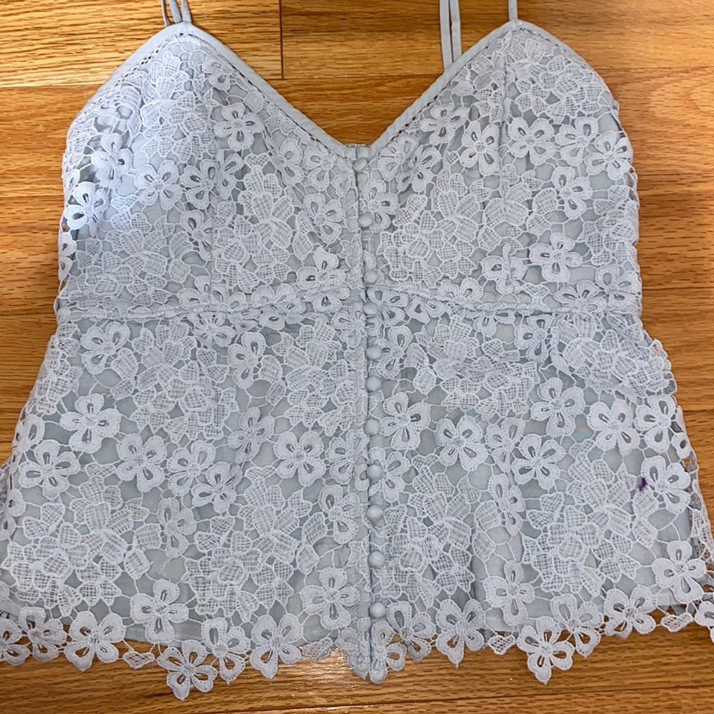 light blue floral lace tank top size large from Abercrombie & Fitch